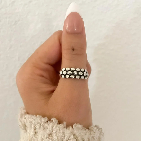 925 Sterling Silver Bead Ring Minimalist Ring Dainty Ring Stacakble Ring Band - Picture 8 of 9